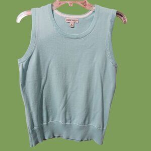 Cherokee Womens Sleeveless Aqua Sweater Vest Medium